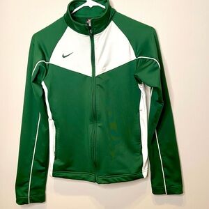 Nike Vintage Green & White Athletic Track Jacket, Size XS